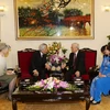 Tổng Bí thư Nguyễn Phú Trọng và Phu nhân chủ trì Tiệc trà chào mừng Nhà vua Nhật Bản Akihito và Hoàng hậu Michiko thăm cấp Nhà nước Việt Nam. (Ảnh: Trí Dũng/TTXVN)