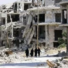 Cảnh đổ nát do chiến sự ở thành phố Homs, miền trung Syria ngày 19/9/2016. (Nguồn: AFP/TTXVN)