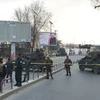 Lực lượng an ninh Afghanistan phong tỏa khu vực xung quanh hiện trường vụ tấn công ở Kabul ngày 8/3. (Nguồn: EPA/TTXVN)