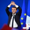 Ứng viên Tổng thống Pháp Emmanuel Macron tại Paris sau khi kết quả sơ bộ vòng 1 cuộc bầu cử Tổng thống Pháp được công bố ngày 23/4. (Nguồn: AFP/ TTXVN)