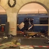 Một toa tàu bị phá hủy sau vụ nổ ở ga tàu điện ngầm Học viện kỹ thuật thành phố Saint Petersburg ngày 3/4. (Nguồn: AFP/TTXVN)