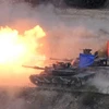 Xe tăng K1A2 của Hàn Quốc tham gia cuộc tập trận chung với các lực lượng Mỹ ở Pocheon, cách thủ đô Seoul (Hàn Quốc) khoảng 65km về phía đông bắc ngày 26/4. (Nguồn: AFP/TTXVN)