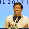 Tổng thống Philippines Rodrigo Duterte tại cuộc họp báo ở Manila ngày 29/4. Kyodo/TTXVN