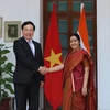 Phó Thủ tướng, Bộ trưởng Ngoại giao Phạm Bình Minh gặp và hội đàm với Bộ trưởng Ngoại giao Ấn Độ Sushama Swaraj. (Ảnh: Huy Bình/TTXVN)
