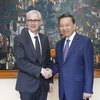 Thượng tướng Tô Lâm, Bộ trưởng Bộ Công an làm việc với Ngài Jurgen Stock, Tổng Thư ký Tổ chức Cảnh sát hình sự Quốc tế (Interpol) sang thăm và làm việc tại Việt Nam. (Ảnh: Doãn Tấn/TTXVN)