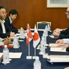 Các nhà đàm phán Nhật Bản và Canada thảo luận về TPP ở Tokyo, Nhật Bản ngày 12/7. (Nguồn: Kyodo/TTXVN)