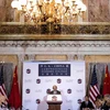 Bộ trưởng Thương mại Mỹ Wilbur Rossp hát biểu khai mạc Đối thoại kinh tế toàn diện Mỹ - Trung. (Nguồn: AFP/TTXVN)