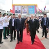 Lễ tiễn Tổng Bí thư Nguyễn Phú Trọng tại sân bay Quốc tế Pochentong ở Thủ đô Phnom Penh. (Ảnh Trí Dũng/TTXVN)