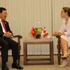 Phó Thủ tướng, Bộ trưởng Bộ Ngoại giao Phạm Bình Minh đã có cuộc gặp song phương với Ngoại trưởng Canada Chrystia Freeland. (Ảnh: Xuân Vịnh/TTXVN)