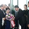 Quang cảnh lễ đón Thủ tướng Nguyễn Xuân Phúc và Phu nhân tại sân bay quân sự Don Mueang, thủ đô Bangkok. (Ảnh: Thống Nhất/TTXVN)