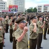Binh sỹ Triều Tiên tham gia một cuộc mít tinh ở thủ đô Bình Nhưỡng ngày 10/8. (Nguồn: YONHAP/TTXVN)