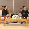 Tổng Bí thư Nguyễn Phú Trọng tiếp Thủ hiến vùng Yangon Phyo Min Thein đến chào. (Ảnh: Trí Dũng/TTXVN)