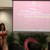 Đại sứ Ngô Thị Hòa phát biểu tại lễ kỷ niệm. (Ảnh do Đại sứ quán Việt Nam tại Hà Lan cung cấp)