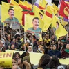 Những người ủng hộ PKK tham gia tuần hành tại Frankfurt am Main, Đức ngày 18/3. (Nguồn: AFP/TTXVN)