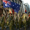 Binh sỹ Australia tham gia diễu hành trong lễ ANZAC tại Sydney ngày 25/4. (Nguồn: AFP/TTXVN)