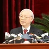 Tổng Bí thư Nguyễn Phú Trọng phát biểu bế mạc Hội nghị. (Ảnh: Phương Hoa/TTXVN)