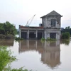Hơn 100 hộ dân tại xã Yên Bằng, huyện Ý Yên, Nam Định bị ngập trong nước. Ảnh: Công Luật-TTXVN