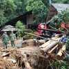Lực lượng cứu hộ tập trung khắc phục hậu quả lũ lụt giúp người dân Hòa Bình ổn định cuộc sống. (Ảnh: Nhan Sinh/TTXVN)