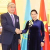 Chủ tịch Quốc hội Nguyễn Thị Kim Ngân hội kiến với Chủ tịch Thượng viện CH Kazakhstan Kassym Zhomart Tokayev. (Ảnh: Trọng Đức/TTXVN)