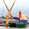 Bốc xếp hàng hóa tại cảng Long Bình Tân, Đồng Nai. (Ảnh: Danh Lam/TTXVN)