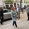 Bà Carme Forcadell (giữa) tới Tòa án Tối cao ở Madrid ngày 2/11. (Nguồn: AFP/TTXVN)