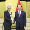 Chủ tịch nước Trần Đại Quang tiếp Tổng Giám đốc Quỹ Tiền tệ Quốc tế (IMF), bà Christine Lagarde. (Ảnh: TTXVN)
