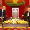 Tổng Bí thư Nguyễn Phú Trọng tiếp Tổng thống Hoa Kỳ Donald Trump thăm cấp Nhà nước tới Việt Nam. (Ảnh: Trí Dũng/TTXVN)