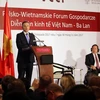 Tổng thống Ba Lan Andrzej Duda phát biểu tại diễn đàn. (Ảnh: Thanh Vũ/TTXVN)