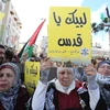 Người dân Palestin biểu tình phản đối quyết định của Mỹ tại Bethlehem, Khu Bờ Tây ngày 8/12. (Nguồn: THX/TTXVN)