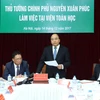 Thủ tướng Nguyễn Xuân Phúc phát biểu tại buổi làm việc với Viện Toán học. (Ảnh: Thống Nhất/TTXVN)