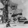 Một căn cứ của Mỹ ngụy ở Sài Gòn bị quân Giải phóng tấn công, đốt cháy. (Ảnh:Tư liệu TTXGP)