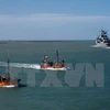Tàu khu trục ARA Sarandi tham gia chiến dịch tìm kiếm tàu ngầm mất tích ARA San Juan tại Mar del Plata ngày 21/11. (Nguồn: AFP/TTXVN)