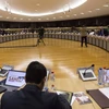Lãnh đạo các nước thành viên EU tại Hội nghị Ủy ban châu Âu ở Brussels (Bỉ) ngày 23/2. (Nguồn: THX/ TTXVN)
