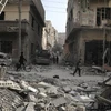 Cảnh đổ nát tại khu vực Đông Ghouta ngày 19/3. (Nguồn: AFP/TTXVN)