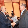 Bí thư Thành ủy Thành phố Hồ Chí Minh Nguyễn Thiện Nhân tiếp Chủ tịch Quốc hội Iran Ali Ardeshir Larijani. (Ảnh: Xuân Khu/TTXVN)
