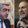 Tân Thủ tướng Armenia Serzh Sarkisian (ảnh, trái) đề xuất tiến hành "đối thoại chính trị" với thủ lĩnh phe đối lập Nikol Pashinyan. (Nguồn: AFP/TTXVN)