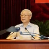 Tổng Bí thư Nguyễn Phú Trọng, Trưởng Ban Chỉ đạo Trung ương về phòng, chống tham nhũng phát biểu kết luận Hội nghị. (Ảnh : Trí Dũng/TTXVN)