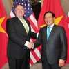 Phó Thủ tướng, Bộ trưởng Ngoại giao Phạm Bình Minh đón và hội đàm với Ngoại trưởng Hoa Kỳ Michael Pompeo. (Ảnh: Nguyễn Khang/TTXVN)