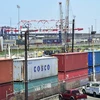 Hàng hóa chờ vận chuyển tại cảng Long Beach ngày 12/7. (Ảnh: AFP/ TTXVN)