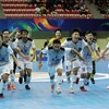 Niềm vui của các cầu thủ Thái Sơn Nam sau tiếng còi kết thúc trận bán kết của giải. (Ảnh: TTXVN phát)