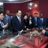 Chủ tịch nước Trần Đại Quang và Phu nhân cùng Đoàn đại biểu Cấp cao Việt Nam tham quan Bảo tàng Quốc gia Ethiopia. (Ảnh: Nhan Sáng/TTXVN)