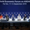 Phó Thủ tướng, Bộ trưởng Ngoại giao Phạm Bình Minh (thứ ba từ trái sang) và các đại biểu tham gia thảo luận với chủ đề Triển vọng Địa chính trị châu Á. (Ảnh: Lâm Khánh/TTXVN)