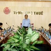 Chủ tịch Ủy ban Trung ương Mặt trận Tổ quốc Việt Nam Trần Thanh Mẫn phát biểu tại buổi làm việc với Tổng cục Thuế. (Ảnh: Nguyễn Dân/TTXVN)