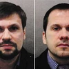 Chân dung hai nghi can người Nga Alexander Petrov (phải) và Ruslan Boshirov (trái) bị Anh cáo buộc có liên quan vụ đầu độc cựu điệp viên hai mang Sergei Skripal và con gái tại Salisbury. (Ảnh: EPA/ TTXVN)