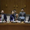 Đại sứ Trung Quốc tại LHQ Mã Triều Húc (giữa) bỏ phiếu thông qua nghị quyết 2401 tại cuộc họp ở New York ngày 24/2. (Nguồn: THX/TTXVN)