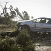 Ôtô bị phá hủy trong bão Leslie tại Figueira da Foz, Bồ Đào Nha ngày 14/10. (Nguồn: AFP/TTXVN)