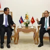 Thủ tướng Nguyễn Xuân Phúc và Thủ tướng Campuchia Samdech Techo Hun Sen hội đàm hẹp. (Ảnh: Thống Nhất/TTXVN)
