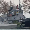 Tàu hải quân Ukraine bị bắt giữ tại cảng Kerch, Crimea, Nga ngày 26/11/2018. (Ảnh: AFP/ TTXVN)