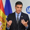 Thủ tướng Tây Ban Nha Pedro Sanchez tại cuộc họp báo ở Brussels ngày 25/11. (Ảnh: AFP/TTXVN)