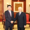 Tổng Bí thư, Chủ tịch nước Nguyễn Phú Trọng tiếp Thủ tướng Lào Thongloun Sisoulith. (Ảnh: Trí Dũng/TTXVN)